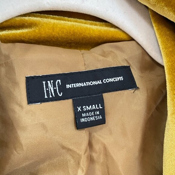 INC International Concepts Glam Velvet Gold Moto Jacket Blazer - Picture 3 of 10